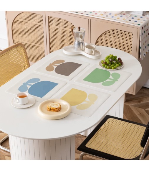 New Family Uses Four Color Flower Pattern Heat Resistant Square Placemat 