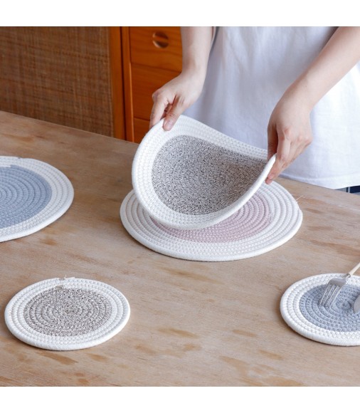 New Table Decoration Accessories Multifunction Woven Round Table Mat 