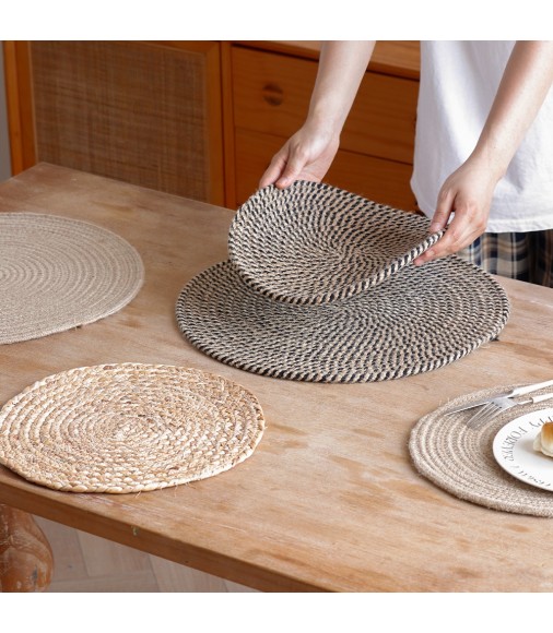Custom Kitchen Decoration Accessories Heat Resistant Natural Water Hyacinth Placemat 