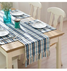 Hot Selling Modern Style High Quality Christmas Classical Cotton Wove Striped For Dinning Table Decor Plaid Table Runner 