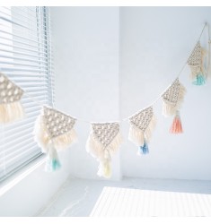 Wholesale Nordic Boho Chic Home Decor Colorful Handmade Cotton Woven Macrame Kids Baby Room Wall Decor Wall Hanging For Bedroom 