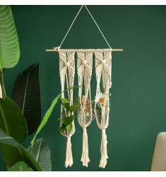Hot Selling 100% Cotton Rope Macrame Wall Hanging Tapestry Indoor Outdoor Decor Macrame Basket Wall Hanging Planter 