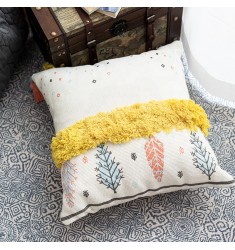 Wholesale Boho Farmhouse Home Decor Couch Yellow Pillow Cover Bohemian Home Decorative Sofa Cotton Tufted Cushion Cover 