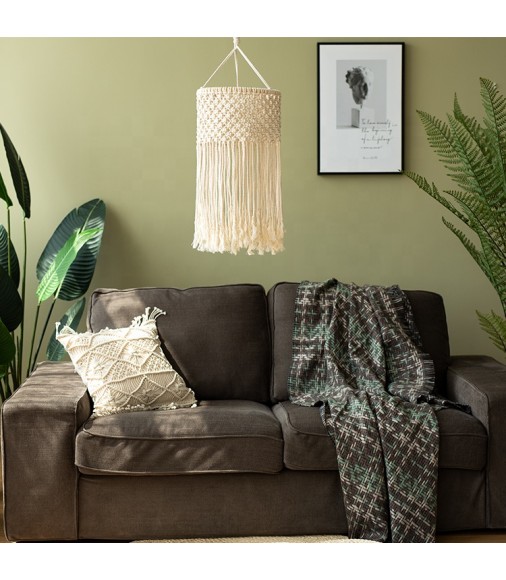 Bohemian Decorative Macrame Lampshade Chandelier Boho Farmhouse Home Decor Bedside Handmade Macrame Lamp Shade 