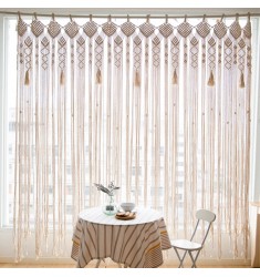 New Bohemian Theme Curtain Wedding Party Decoration Boho Room Divider Cotton Handmade Woven Macrame Wall Hanging Window Drapes 
