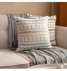 Wholesale Outdoor Furniture Colorful Geometric Cotton Woven Home Decorative Sofa Cushion Cover 