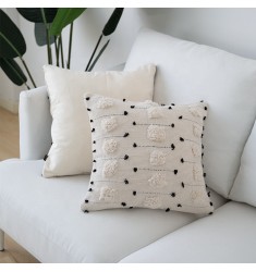 Wholesale 18x18 Boho Home Decor Handwoven Tufted Beige Throw Pillow Cover Modern Farmhouse Pillow Cover 