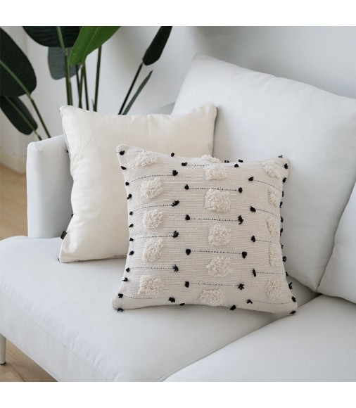Wholesale 18x18 Boho Home Decor Handwoven Tufted Beige Throw Pillow Cover Modern Farmhouse Pillow Cover 
