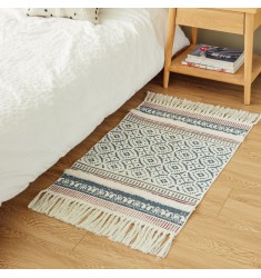 Hot Selling 2&#39;x3&#39; Printed Bathroom Door Decor Cotton Woven Area Rugs Custom Blue Pink Designs Boho Modern Door Mats 