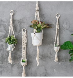 New Outdoor Home Wedding Decor 100% Cotton Rope Hand Woven Planter Basket Macrame Wall Hanging Crochet Plant Hangers 