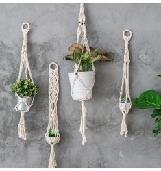 2022 New Boho Hanging Basket Wall Decoration Flower Pots &amp; Planters 100% Cotton Rope Woven Macrame Wall Hanging Planter 