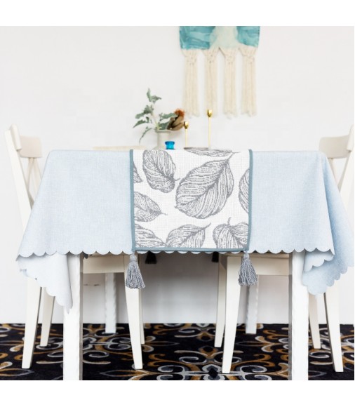 New Arrival Customized Restaurant Decor Cotton Woven Black White Jacquard High Quality Striped Buffalo Plaid Table Runner 