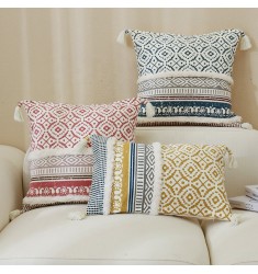 New Modern Design Cushion Covers Manufacturers Bohemian Cotton Woven Tufted Pillow Case Home Decorative Boho Cushion Covers 