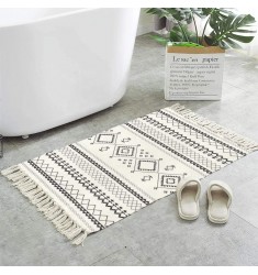 Wholesale Custom Nordic Indoor Outdoor Plain Coir White Single Cotton Print Door Mats Home Modern Farmhouse Cotton Layering Rug 