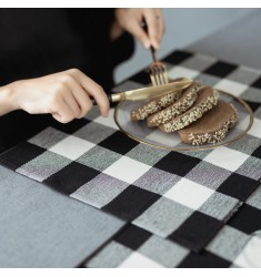 Black And White Woven Buffalo Check Placemats Home Holiday Christmas Table Decorations Reversible Cotton Christmas Placemats 