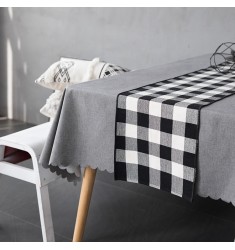 Christmas Classical Black And White Hemstich Striped Kitchen Table Runner Party Decorative Buffalo Check Table Runner 