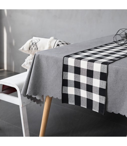 Christmas Classical Black And White Hemstich Striped Kitchen Table Runner Party Decorative Buffalo Check Table Runner 