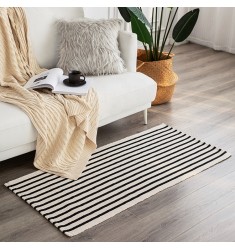 2021 Wholesale Modern Carpets And Rugs Washable Area Rugs Silk Screen Printing Outdoor Black And White Striped Living Room Rug 