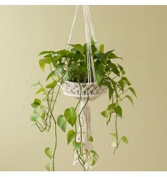 Wholesale Garden Decor 100% Cotton Handmade Air Hanger With Plant Pot Macrame Plant Wall Hanger 