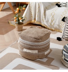 Custom Boho Living Room Modern Moroccan Floor Cushion Kilim Morocan Foldable Square Knitted Ottoman Pouf Cover 