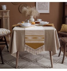 New Custom Luxury Home And Restaurant Decoration Cotton Farmhous Tufting Printing Boho Fancy Wedding Table Runner 