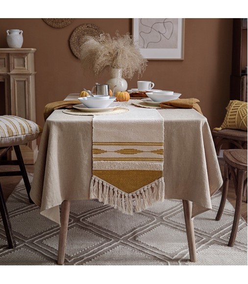 New Custom Luxury Home And Restaurant Decoration Cotton Farmhous Tufting Printing Boho Fancy Wedding Table Runner 