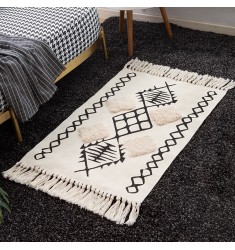 2020 New Design Natural Cotton Color With Black Pattern Tufted Handknotted Outdoor Picnic Rug 