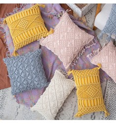 Wholesale Tropical Boho Home Decor Multi Colour Handmade Cotton Macrame Pillow Cushion Cover 