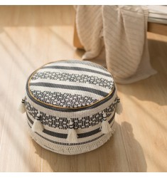Wholesale Stunning Modern Moroccan Cotton Handwoven Round Floor Cushion Sofa Footstool Ottoman Pouf 