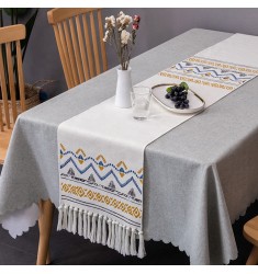 Custom Kitchen Party Wedding Decor Gold Table Runner Gathering Cotton Woven Fabric Boho Table Decor Dining Table Runner 