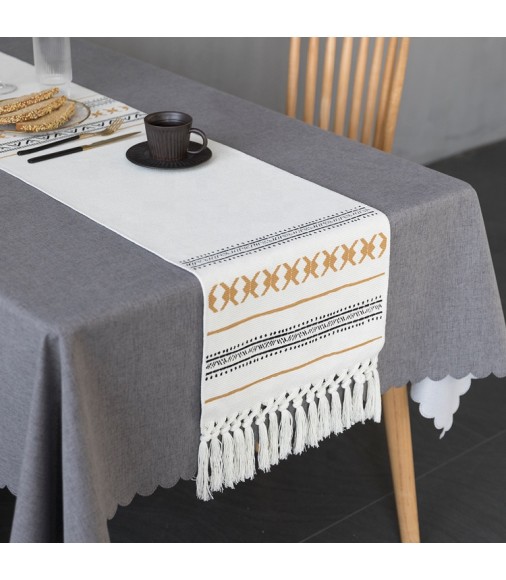 14 X 84 Inch New Boho Dining Table Runner For Party Wedding Decorations Fringe Cotton Woven Wedding Table Runner 