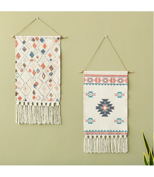 MOCOFO Bohemian Macrame Wall Hanging Set (2pcs) - Woven Tapestry with Tassels for Home Decor, Living Room, Bedroom