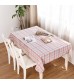 MOCOFO Plaid Tablecloth - Round Table Cover with Lace Trim for Kitchen Dining