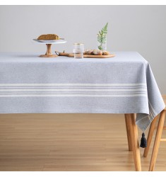 MOCOFO Cotton Linen Tablecloth - Striped Rectangle Table Cover for Kitchen Dining