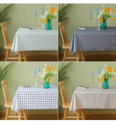 MOCOFO Waterproof Plaid Tablecloth - Odorless Table Cover for Kitchen Dining