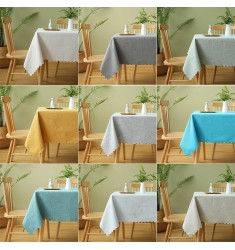 MOCOFO Scalloped Edge Tablecloth - Solid Color Rectangle Table Cover for Dining
