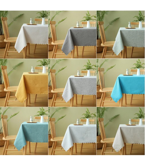 MOCOFO Scalloped Edge Tablecloth - Solid Color Rectangle Table Cover for Dining