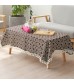 MOCOFO Boho Green & White Patterned Tablecloth with Tassels - Bohemian Style Table Cover for Dining & Decor