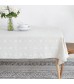 MOCOFO Elegant White Textured Tablecloth - Jacquard Pattern Table Cover for Dining & Special Occasions
