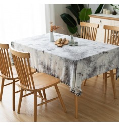 MOCOFO Modern Grey Tie-Dye Tablecloth - Unique Pattern Table Cover for Dining & Decor