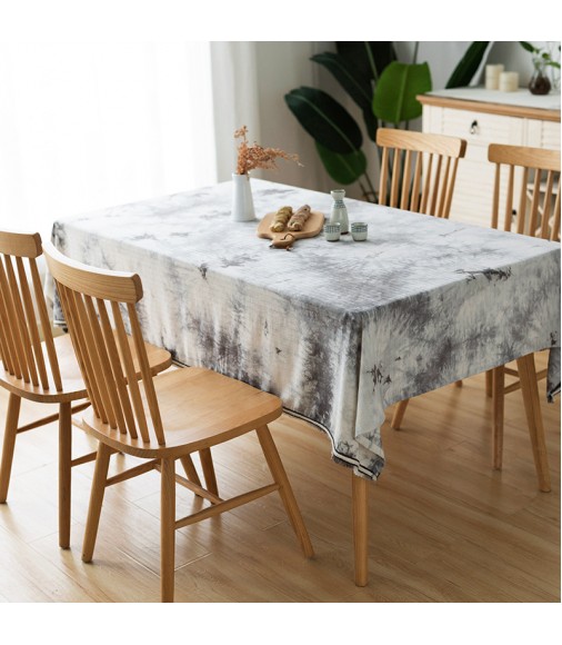 MOCOFO Modern Grey Tie-Dye Tablecloth - Unique Pattern Table Cover for Dining & Decor