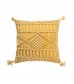 Boho Macrame Fringe Throw Pillow Cover - Handmade Knotted Decorative Cushion Case for Sofa, Bed, Living Room - MOCOFO