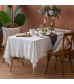 MOCOFO Solid Mustard Yellow Tablecloth with Ruffles - Elegant Table Cover for Dining & Parties