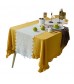 MOCOFO Solid Mustard Yellow Tablecloth with Ruffles - Elegant Table Cover for Dining & Parties