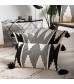 MOCOFO Black and White Geometric Lumbar Pillow Cover - Modern Decorative Cushion with Tassels