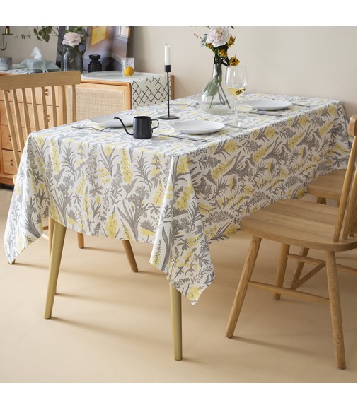 MOCOFO Floral Print Tablecloth - Elegant Botanical Pattern Table Cover for Dining & Kitchen Decor