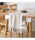 MOCOFO Modern Farmhouse Table Runner - Embroidered Linen Blend Runner with Tassels for Dining Table Decor