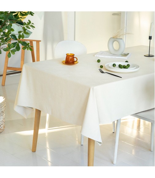MOCOFO Solid Cream White Tablecloth - Elegant Plain Table Cover for Dining & Minimalist Decor