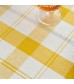 MOCOFO Rustic Brown & White Gingham Tablecloth with Tassels - Farmhouse Check Table Cover for Dining