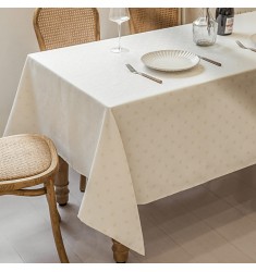 MOCOFO Elegant Damask Tablecloth - White Jacquard Table Cover for Dining, Kitchen, Parties - Durable & Stylish